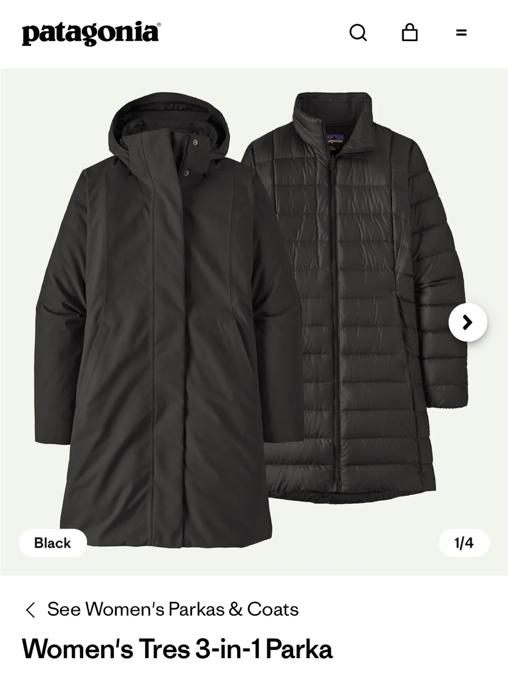 Patagonia Women's Tres 3-in-1 Parka - Black